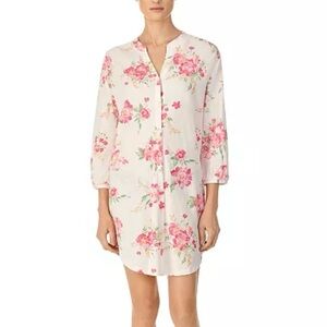 Ralph Lauren Pink Floral Cotton Sleep Shirt Nightgown Pajama NWT S